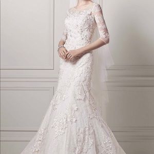 Oleg Cassini 3/4Sleeve Lace Trumpet Wedding Gown